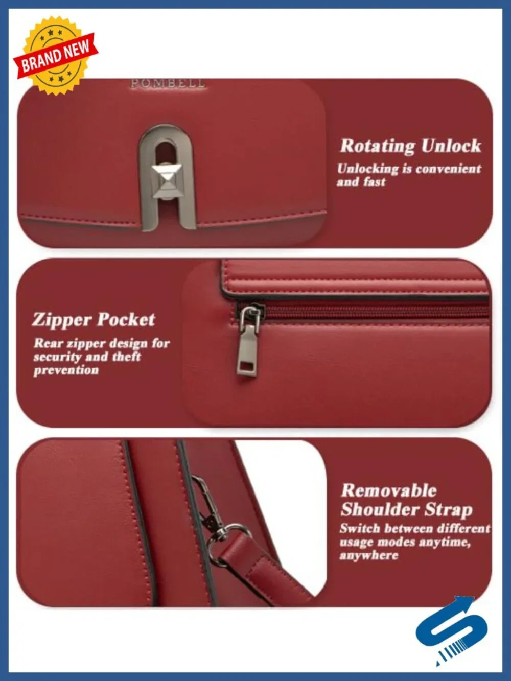 Vegan Leather Trapezoid Crossbody Bag, Twist Lock Handbag Purse